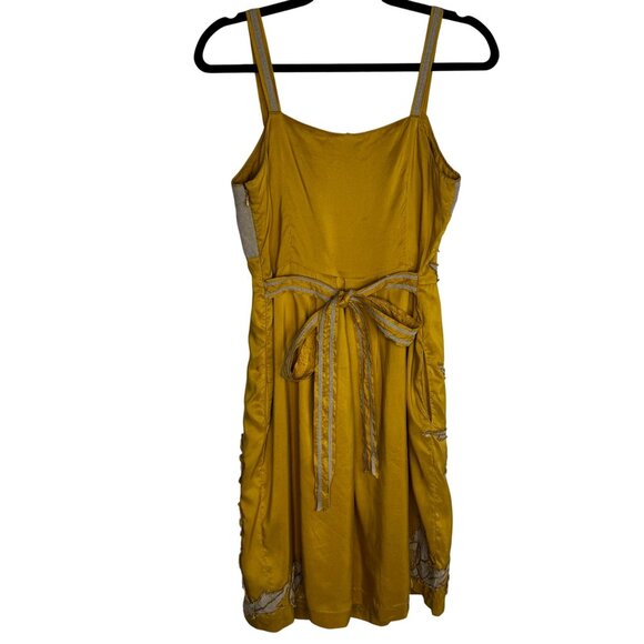 Yoana Baraschi Yellow Silk Sz 10 Sundress Bird & Floral Embroidery Boho Fairy - Picture 11 of 12